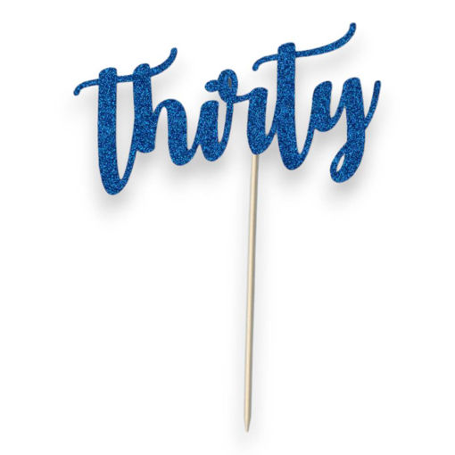 Picture of THIRTY CAKE TOPPER BLUE GLITTER